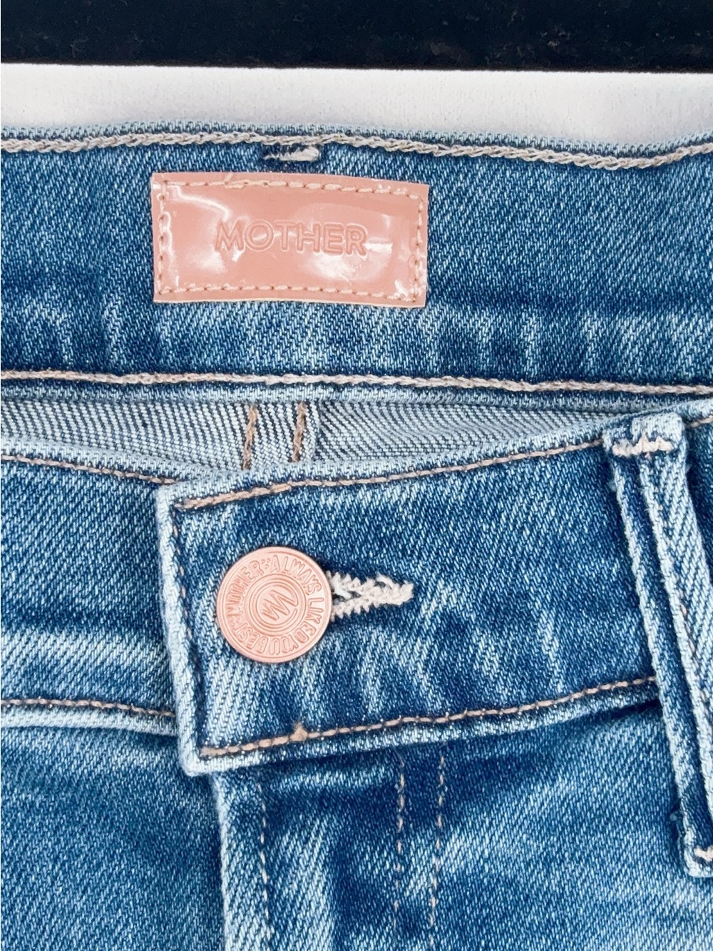 MOTHER Mid-Rise Light Blue Flare Jeans with Frayed Hem - Picture 7 of 11